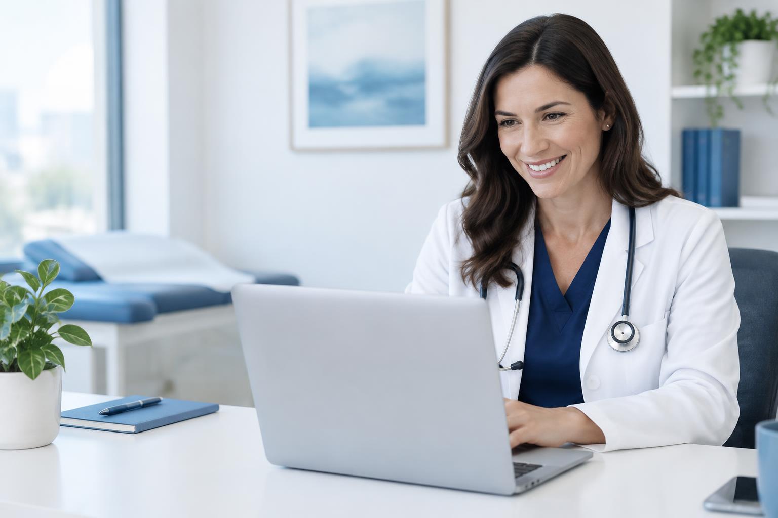 Nurse practitioner conducting a virtual patient consultation
